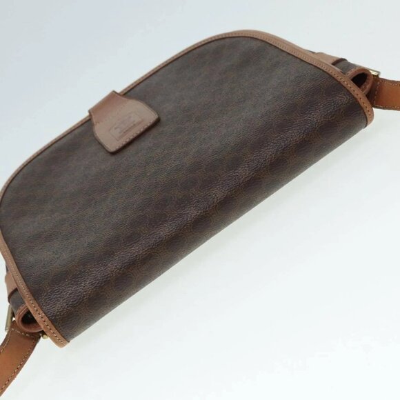 CELINE Macadam Canvas Shoulder Bag PVC Leather Brown Gold Auth - Picture 7 of 16